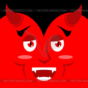 Cartoon kind good devil face on red background. - vector clipart / vector image