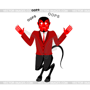 Satan speak OOPS. Surprised by demon. Red Devil is - vector clip art