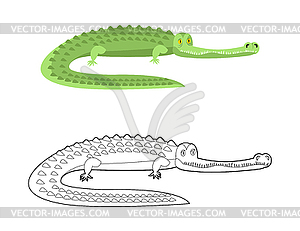 Crocodile Coloring book. Good caiman. Wild animal. - vector image