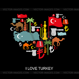 I love Turkey. Sign heart of traditional Turkish - vector clip art