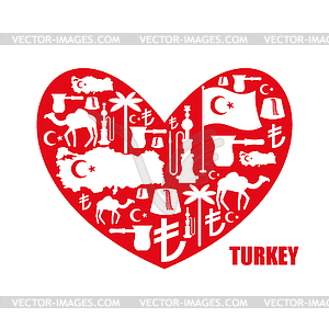 I love Turkey. Sign heart of traditional Turkish - vector clipart
