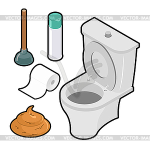 Toilet icon set Isometric. White toilet. Green - vector clipart