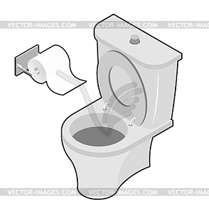 Toilet and roll of toilet paper Isometrics. Washroo - vector clip art