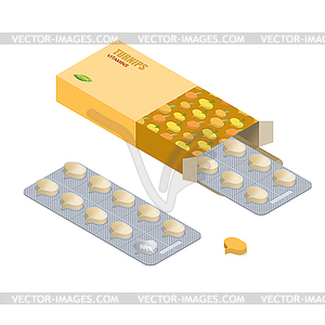 Turnip vitamins. Vegetarian pills. Tablets in - vector image