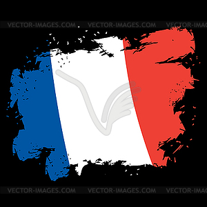 France flag grunge style. Brush strokes and ink - vector image