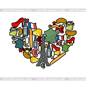 I Love Paris. Traditional French national set of - stock vector clipart