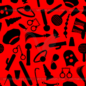 BDSM background. Fetish icons seamless pattern. - vector clipart