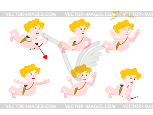 Cupid set of motion. Amur set of poses. Angel of - vector image