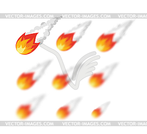 Meteorite. Falling fireball. Set meteorite with - vector clipart