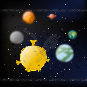 Planets of solar system. Moon and Jupiter. Mars - vector image