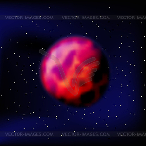 Planet Mars. Red Planet Mars. Mars in black space. - vector clipart