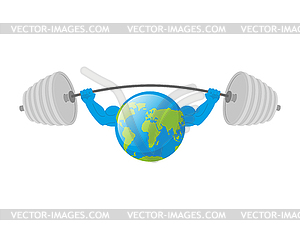 Earth white background. Earth Day. Strong planet. - royalty-free vector clipart