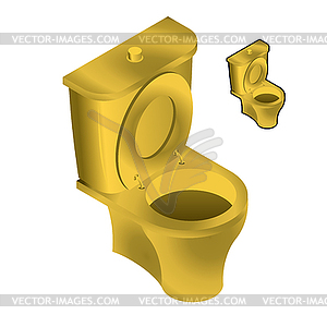 Gold toilet bowl isometric . Sin - vector image