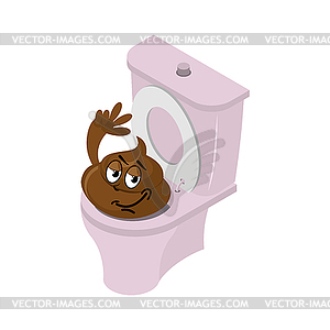 Funny shit and toilet. Funny Turd of closet. Pink - vector clipart