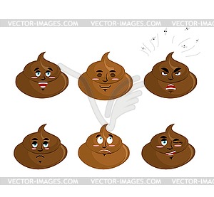 Set shit emotion. Cheerful and angry turd. - vector clipart