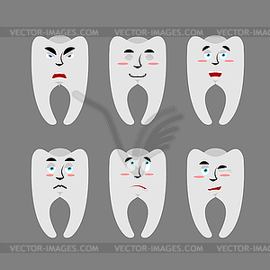 Set teeth with emotions. Cheerful and angry tooth. - vector image