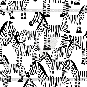 Zebra бесшовные модели. Саванна животных орнамент. - векторизованное изображение