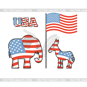 Elephant and donkey. Symbols of Democrats and - vector image