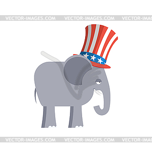 Elephant in Uncle Sam hat. Republican Elephant. - vector image