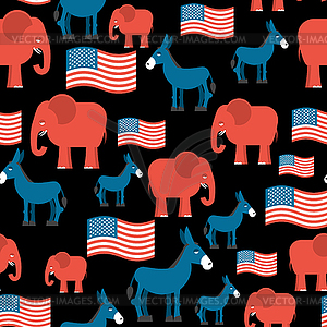 Elephant and Donkey seamless pattern. Symbols of - vector image