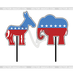 Elephant and donkey. Symbols of Democrats and - vector clipart