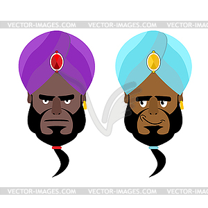 Arab sheikh. Angry Arab sheikh. Cheerful Arabic - vector clipart