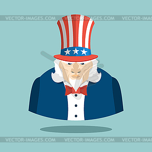 Uncle Sam icon. Patriotic American hero. USA - vector clipart