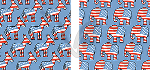 Donkey and elephant symbols of political parties - royalty-free vector clipart