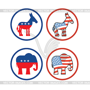 Democratic donkey and republican elephant symbols o - vector image