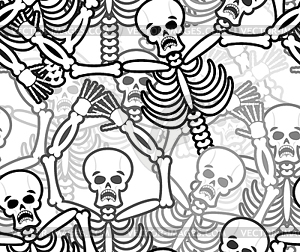 Sinners seamless pattern. Skeleton in Hell - vector clip art