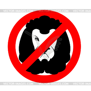 Stop lion. Prohibited wild animal. Emblem against - vector clipart