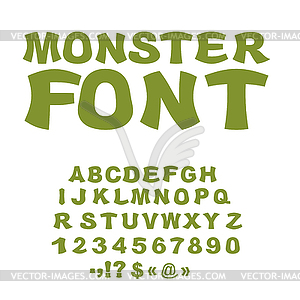 Monster font. Green Swamp letters. Horrible - vector clipart / vector image