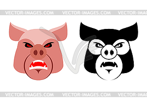 Angry pig. Aggressive wild boar. Logo big boar. - vector clip art