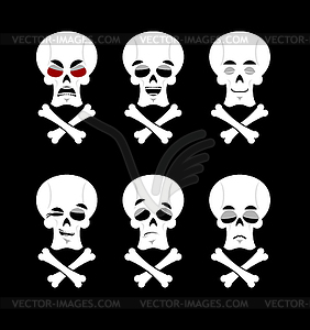 Emotions skull. Set expressions avatar skeleton. - vector image