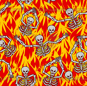 Sinners in fire hell seamless pattern. dead in - vector clip art