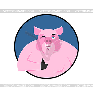 Pig thumbs up well and winks. Signs all right. - vector clipart