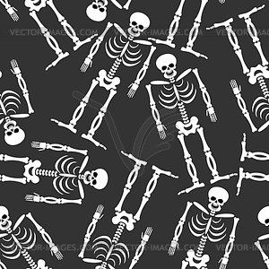 Skeleton seamless pattern. Bones and skull ornament - vector image