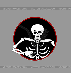 Skeleton showing thumbs up. Signs all right. Happy - vector clipart