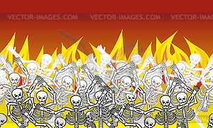 Sinners in fire hell horizontal pattern. dead in - vector clip art