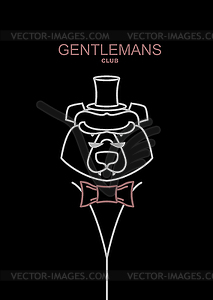 Gentlemans Club bear. Line emblem mens Club. - vector clipart