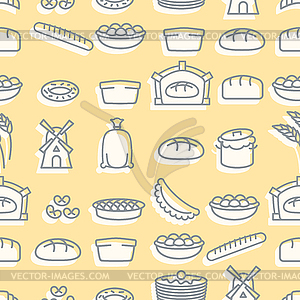 Baking seamless pattern. signs set for fresh bakery - color vector clipart