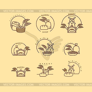 Bakery shop set logo. Bakery line logo. Sign for - royalty-free vector clipart