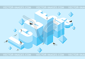 Iceberg. 3D letters of ice. Icy letters - vector clipart