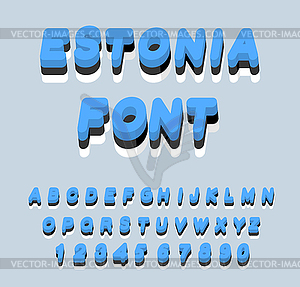 Estonia font. Estonian flag on letters. National - vector image