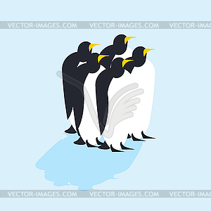 Group of penguins. Arctic animals on ice. - vector clipart