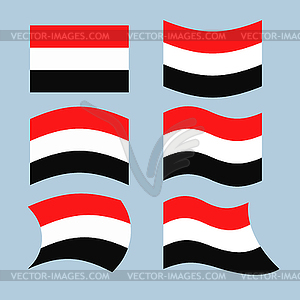 Yemen flag. Set of flags of Republic of Yemen in - color vector clipart