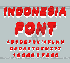 Indonesia font. Indonesian flag on letters. Nationa - vector clip art