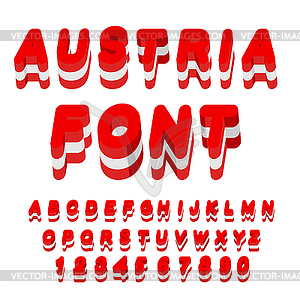 Austria font. Austrian flag on letters. National - vector image