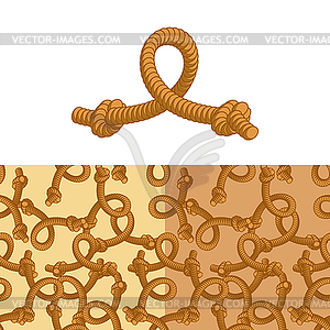Rope knot. Set pattern of rope. Thick rope - vector image