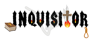 Inquisitor.Holy Bible and cross. Bonfires. Hangman - vector clip art